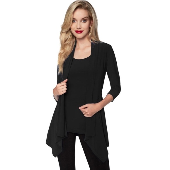 Frank Lyman Design Jackets & Blazers - Frank Lyman Black Knit Jacket Style # 024 {Retail $114} Open Front Longline Sz 8